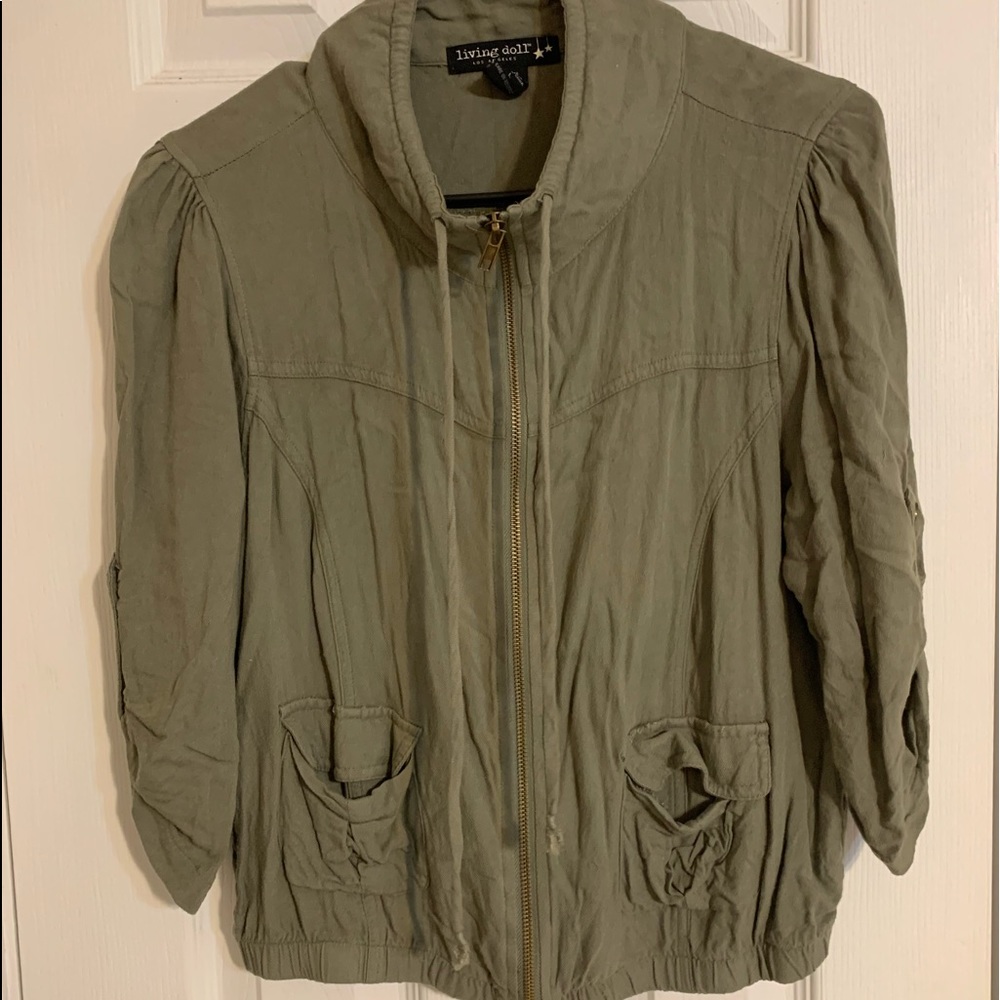Army green cardigan